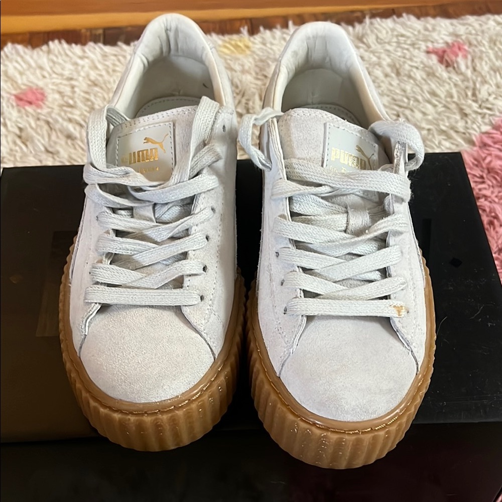 Puma White and Tan Sneakers